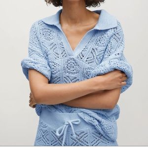 New without tags MANGO Crochet Blue Top Sweater S
